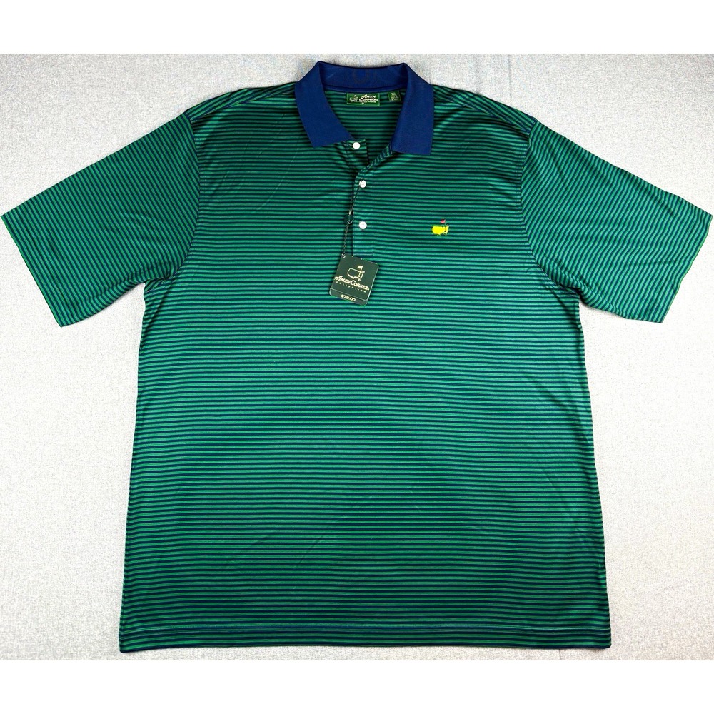 Amen Corner Collection Polo Shirt Mens XL Green Blue Stripe Golf NWT Masters